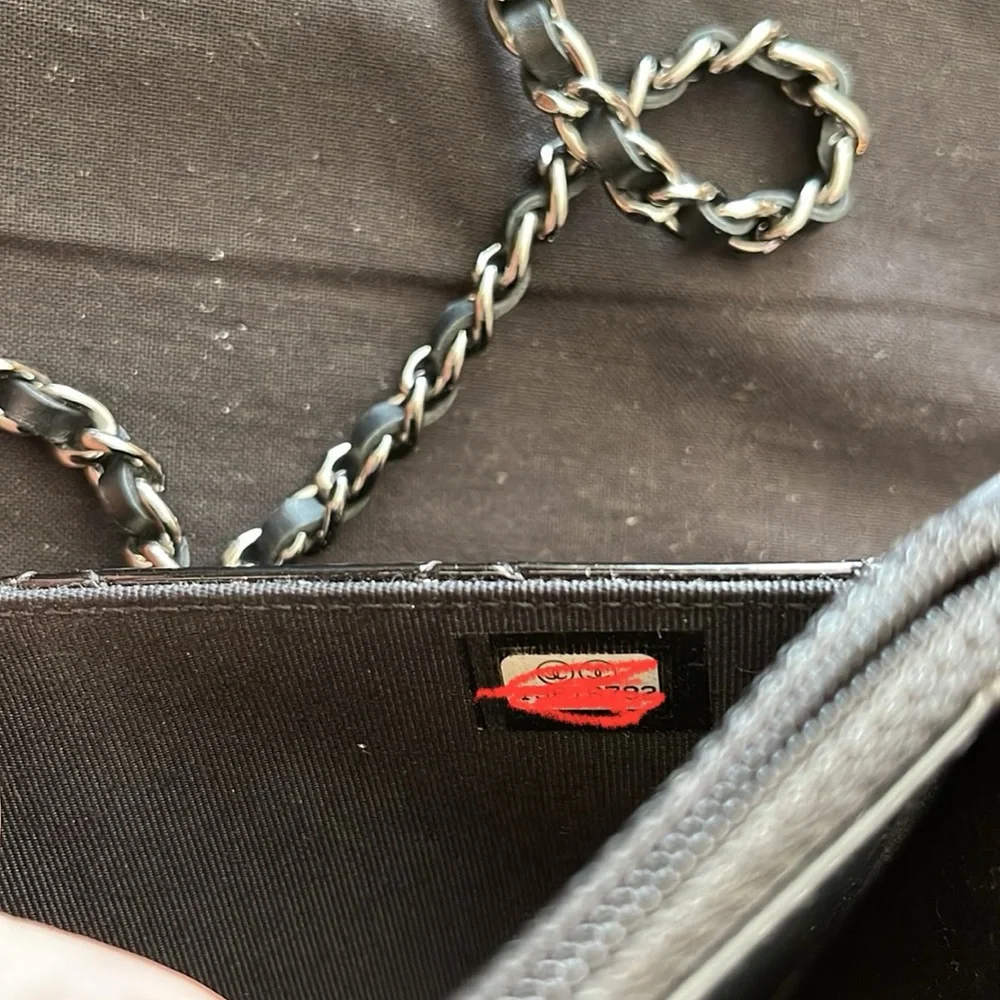 Chanel patent leather wallet on a chain